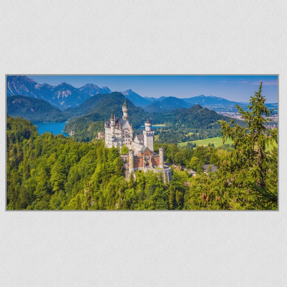 Artikelbild Akustikbild - Schloss Neuschwanstein – Basotect® Schallabsorber im eloxierten Aluminiumrahmen 1030x530x55mm