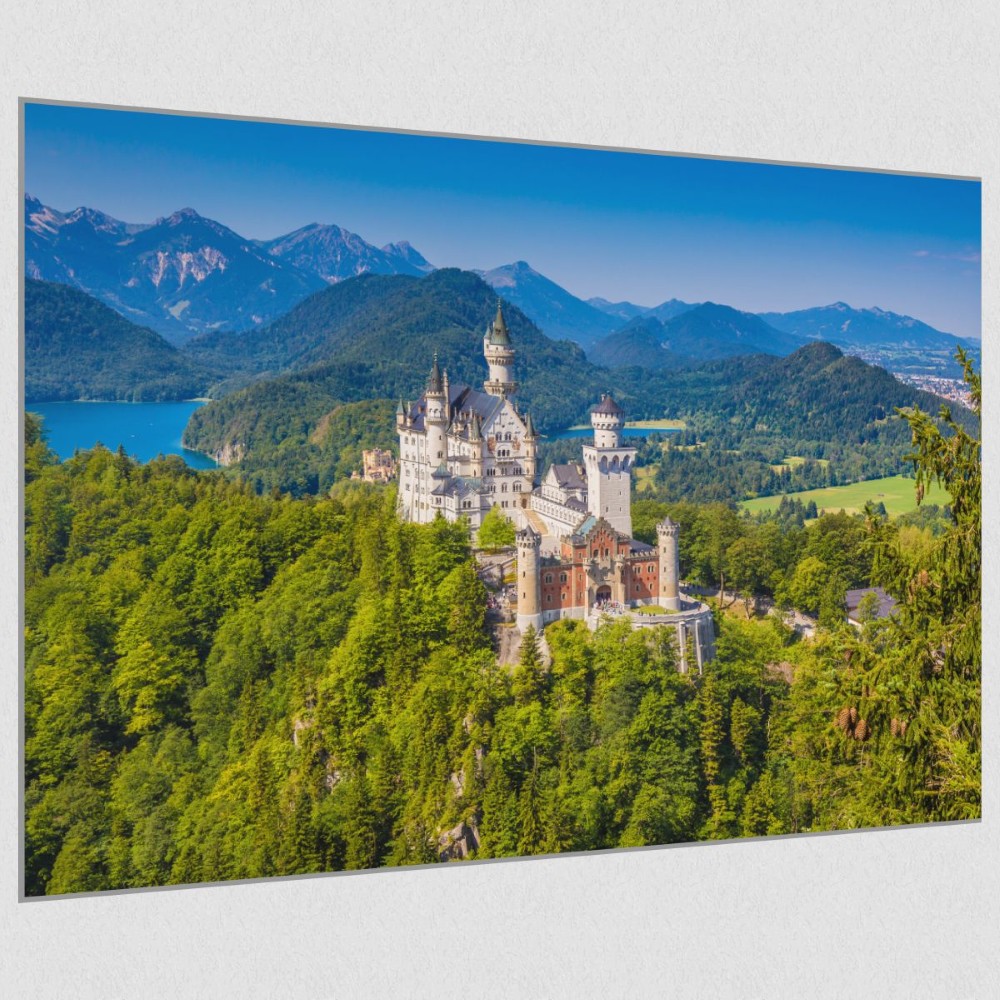 Artikelbild Akustikbild - Schloss Neuschwanstein – Basotect® Schallabsorber im eloxierten Aluminiumrahmen 2030x1530x55mm