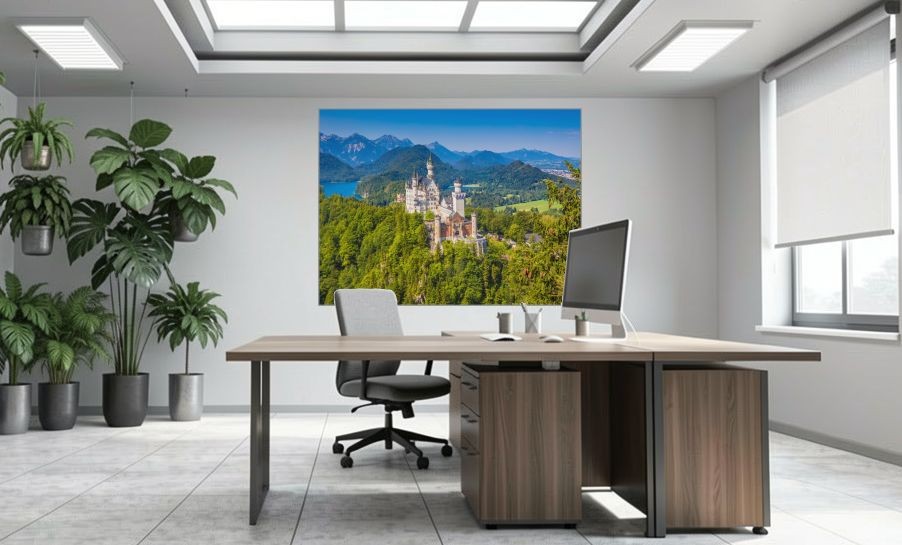 Artikelbild Akustikbild - Schloss Neuschwanstein – Basotect® Schallabsorber im eloxierten Aluminiumrahmen 2030x1530x55mm