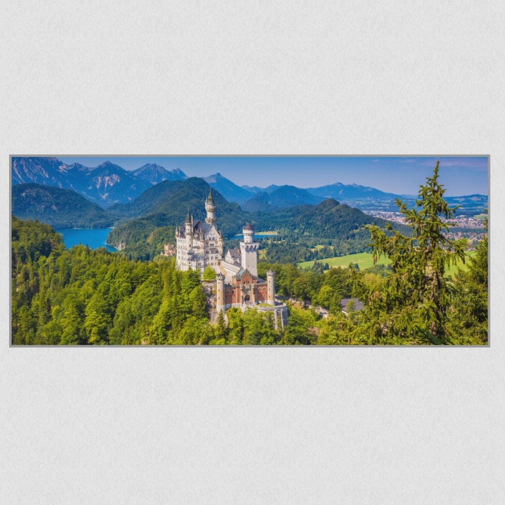 Artikelbild Akustikbild - Schloss Neuschwanstein – Basotect® Schallabsorber im eloxierten Aluminiumrahmen 2530x1030x55mm