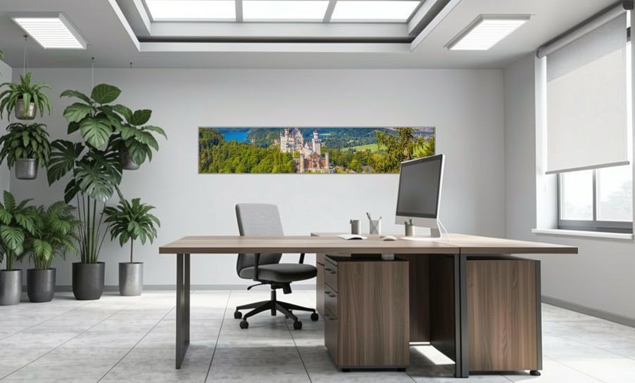 Artikelbild Akustikbild - Schloss Neuschwanstein – Basotect® Schallabsorber im eloxierten Aluminiumrahmen 2530x530x55mm