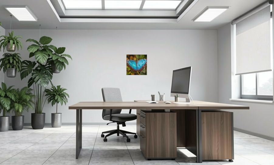 Artikelbild Akustikbild - Schmetterling-Die lautlosen Gaukler der Lüfte! – Basotect® Schallabsorber im eloxierten Aluminiumrahmen 530x530x55mm