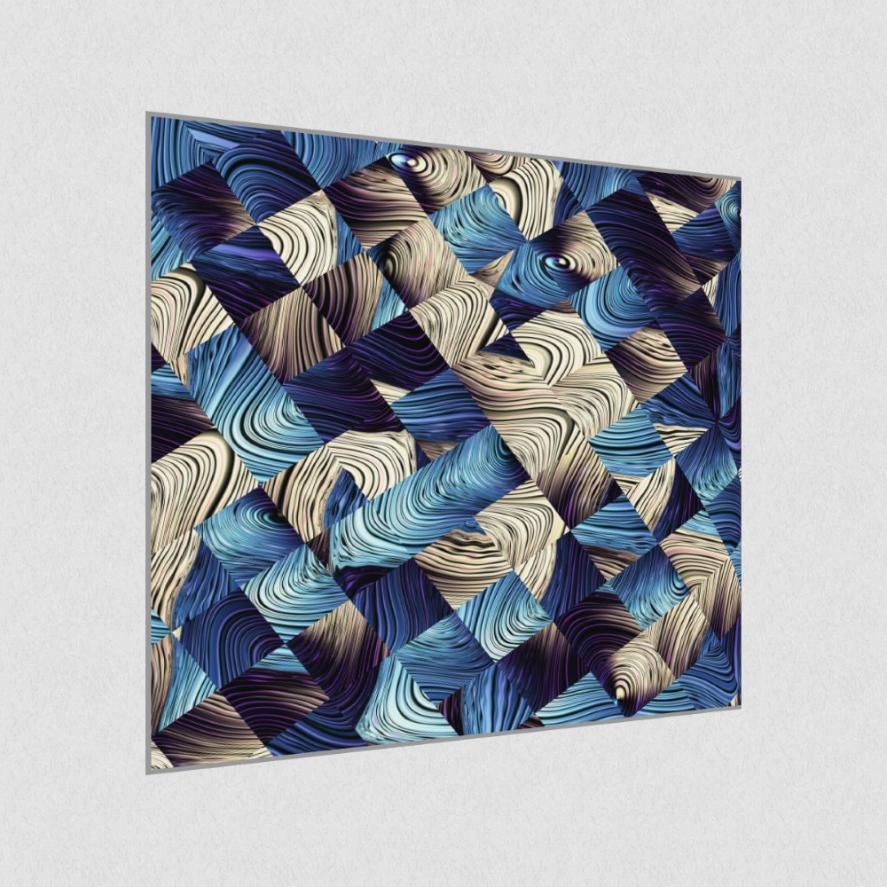 Artikelbild Akustikbild - Eine abstrakte blau weiße Grafik – Basotect® Schallabsorber im eloxierten Aluminiumrahmen 530x530x55mm