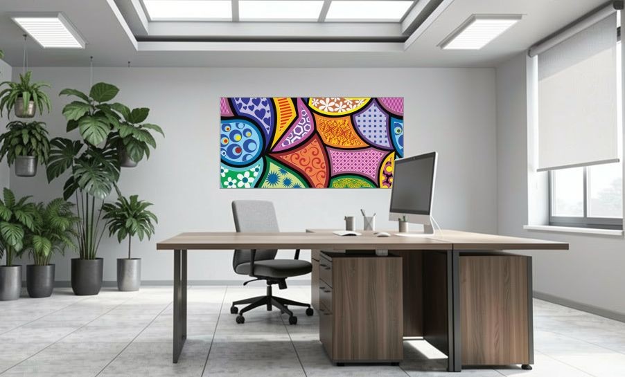 Artikelbild Akustikbild - Abstrakte Muster – Basotect® Schallabsorber im eloxierten Aluminiumrahmen 2030x1030x55mm