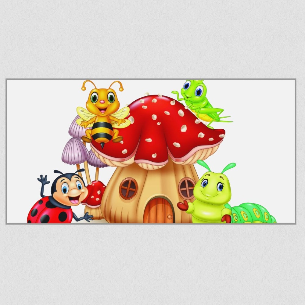 Artikelbild Akustikbild - Comic Insektenwelt – Basotect® Schallabsorber im eloxierten Aluminiumrahmen 1030x530x55mm