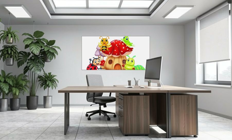 Artikelbild Akustikbild - Comic Insektenwelt – Basotect® Schallabsorber im eloxierten Aluminiumrahmen 2030x1030x55mm