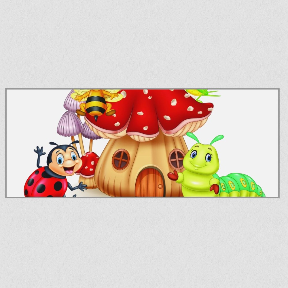 Artikelbild Akustikbild - Comic Insektenwelt – Basotect® Schallabsorber im eloxierten Aluminiumrahmen 2530x1030x55mm