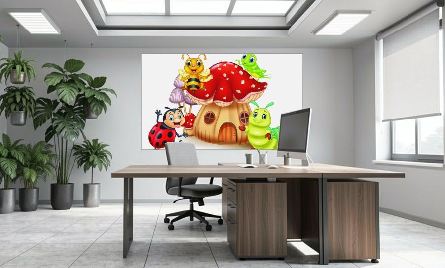 Artikelbild Akustikbild - Comic Insektenwelt – Basotect® Schallabsorber im eloxierten Aluminiumrahmen 2530x1530x55mm