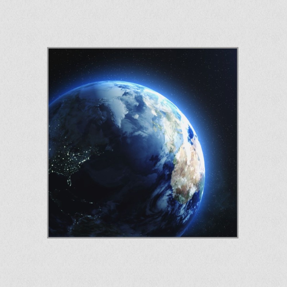 Artikelbild Akustikbild - Planet Erde – Basotect® Schallabsorber im eloxierten Aluminiumrahmen 530x530x55mm