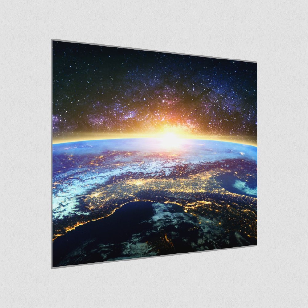 Artikelbild Akustikbild - Sunrising Earth – Basotect® Schallabsorber im eloxierten Aluminiumrahmen 530x530x55mm