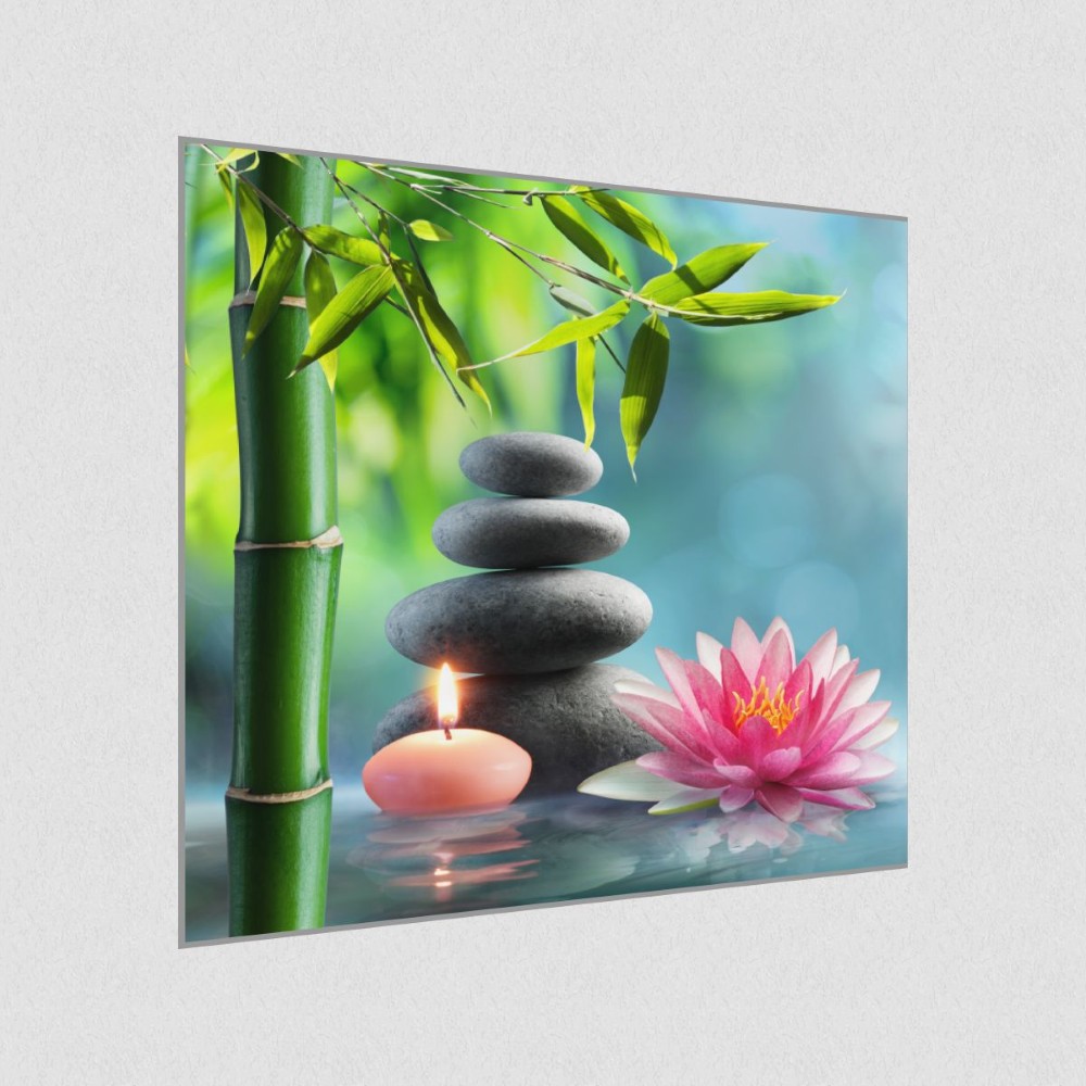 Artikelbild Akustikbild - Zen - Buddhismus – Basotect® Schallabsorber im eloxierten Aluminiumrahmen 530x530x55mm