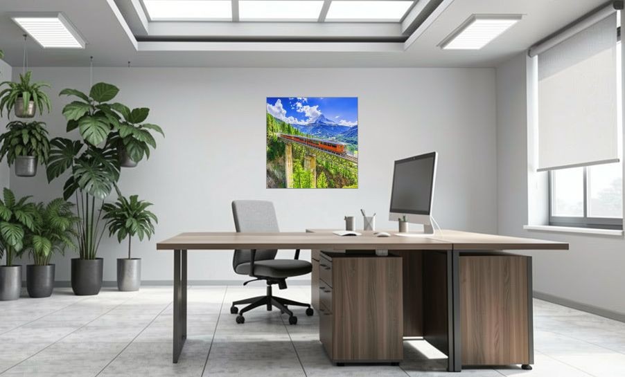 Artikelbild Akustikbild - Berg Panorama – Basotect® Schallabsorber im eloxierten Aluminiumrahmen 1030x1030x55mm