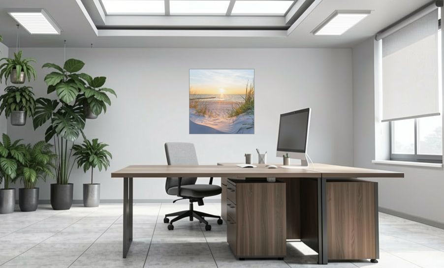 Artikelbild Akustikbild - Meeresbrise – Basotect® Schallabsorber im eloxierten Aluminiumrahmen 1030x1030x55mm