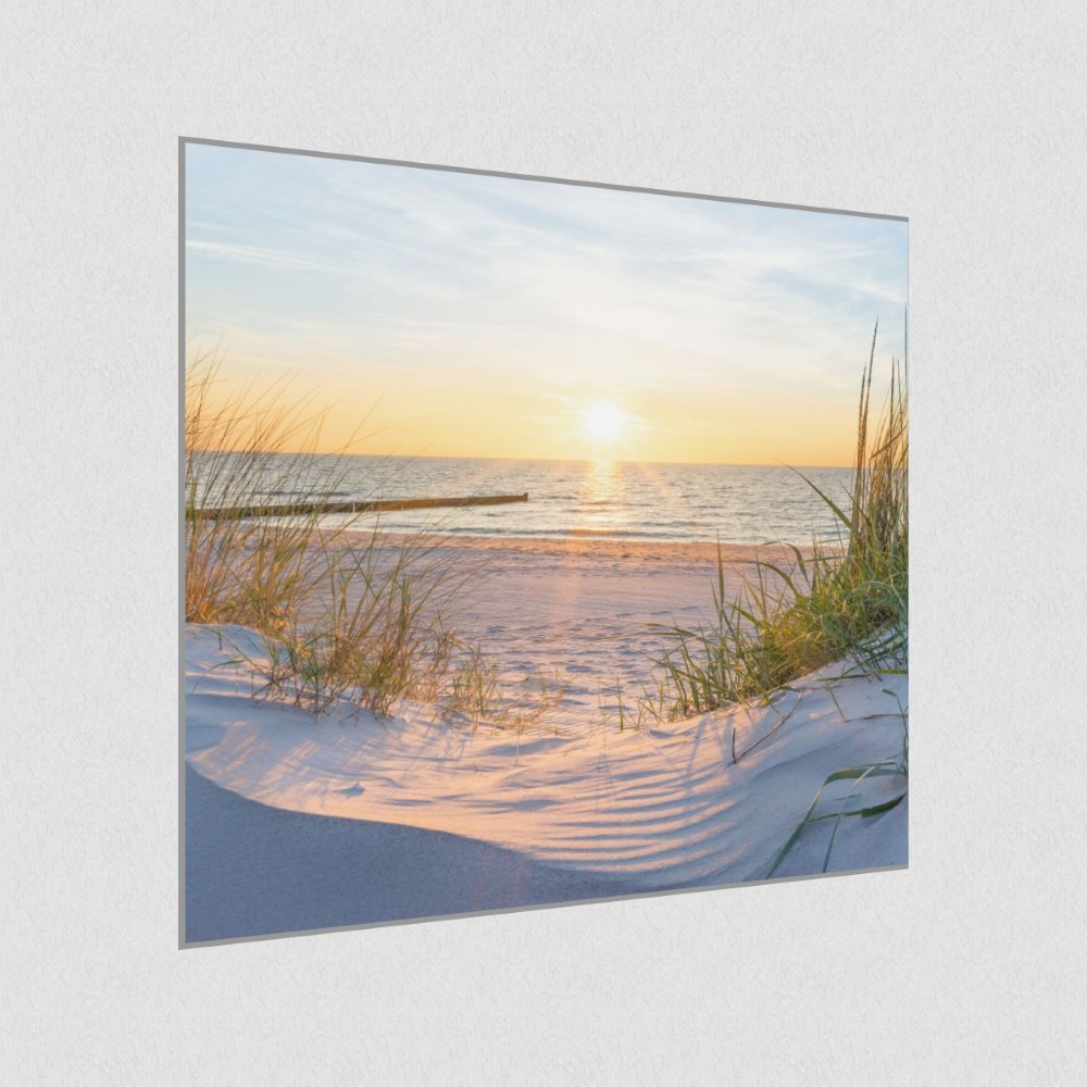 Artikelbild Akustikbild - Meeresbrise – Basotect® Schallabsorber im eloxierten Aluminiumrahmen 530x530x55mm