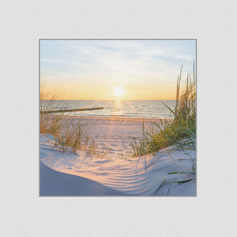 Artikelbild Akustikbild - Meeresbrise – Basotect® Schallabsorber im eloxierten Aluminiumrahmen 530x530x55mm