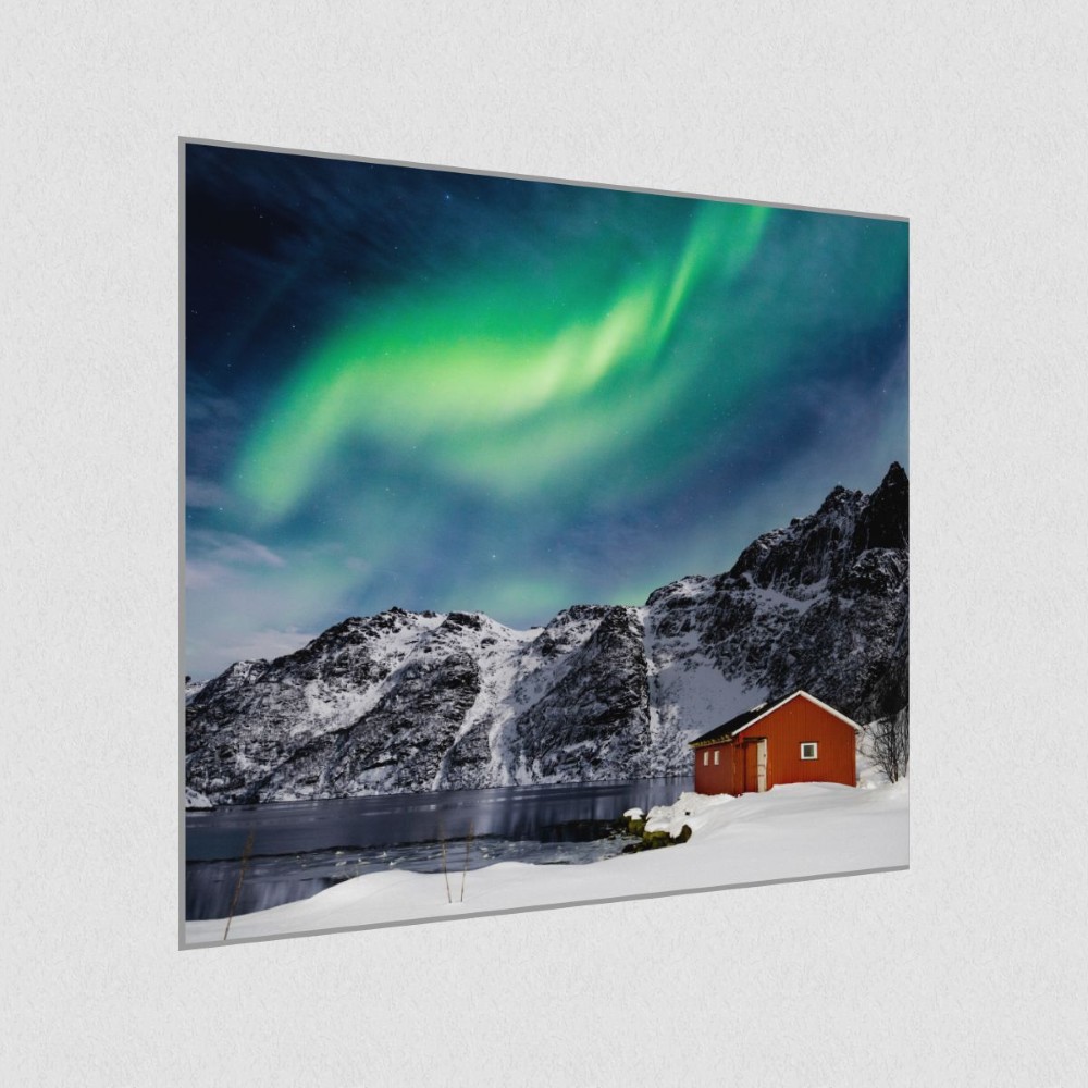 Artikelbild Akustikbild - Polarlichter - ein Naturspektakel – Basotect® Schallabsorber im eloxierten Aluminiumrahmen 530x530x55mm