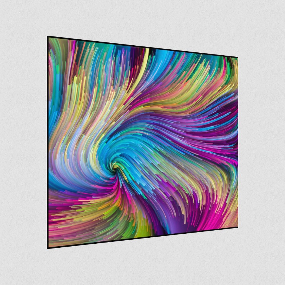 Artikelbild Akustikbild - Ein abstraktes weiß rotes Bild mit Spachteltechnik – Basotect® Schallabsorber im schwarzen Aluminiumrahmen 530x530x55mm