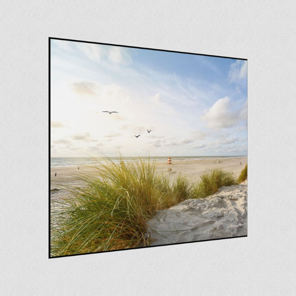 Artikelbild Akustikbild - Sonnenküste – Basotect® Schallabsorber im schwarzen Aluminiumrahmen 530x530x55mm