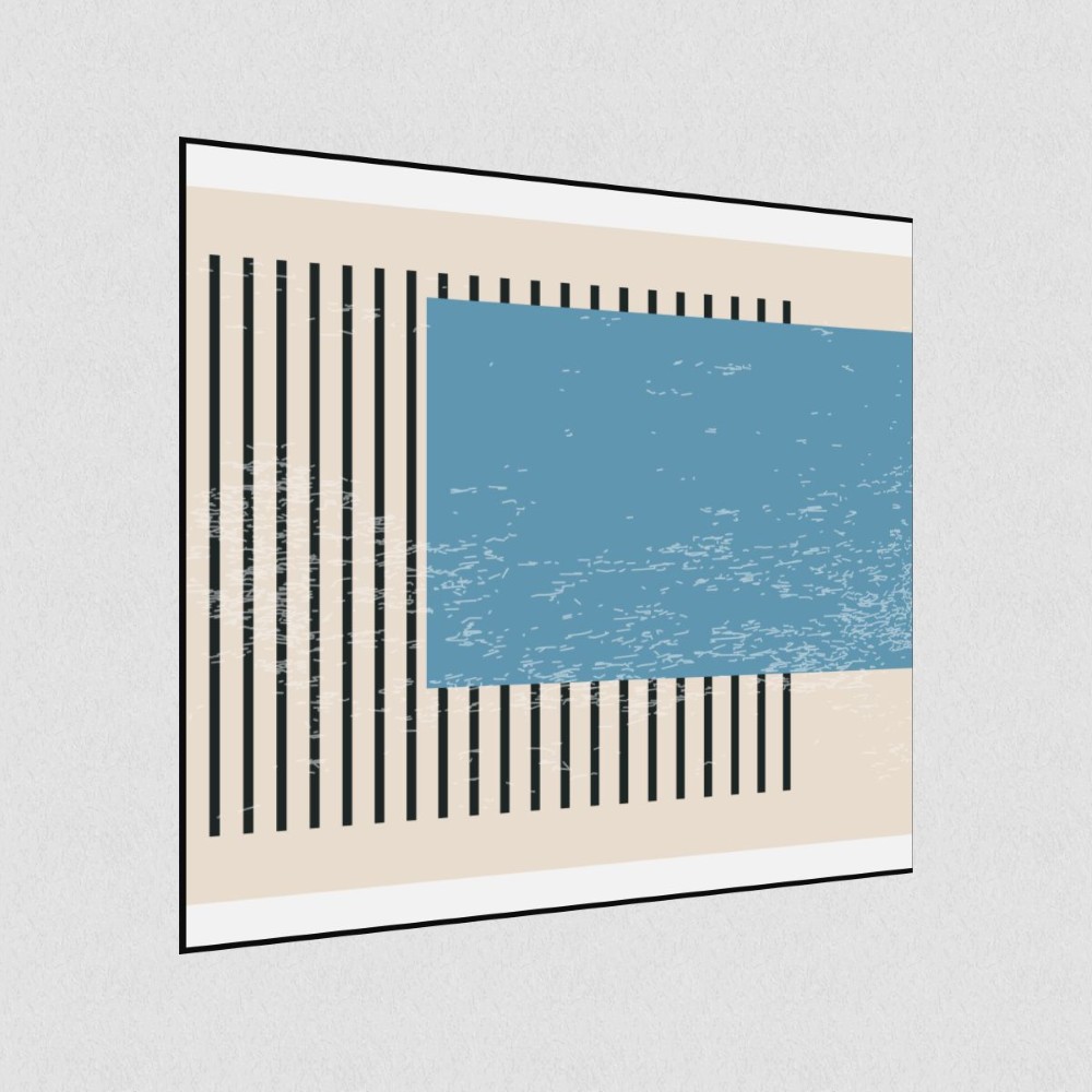 Artikelbild Akustikbild - Ruhe in Blau – Basotect® Schallabsorber im schwarzen Aluminiumrahmen 1030x1030x55mm
