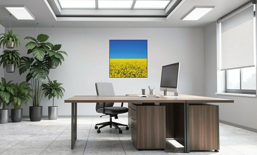 Artikelbild Akustikbild - Sommerhimmel – Basotect® Schallabsorber im schwarzen Aluminiumrahmen 1030x1030x55mm