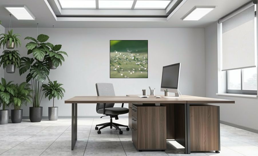 Artikelbild Akustikbild - Wassertropfen – Basotect® Schallabsorber im schwarzen Aluminiumrahmen 1030x1030x55mm