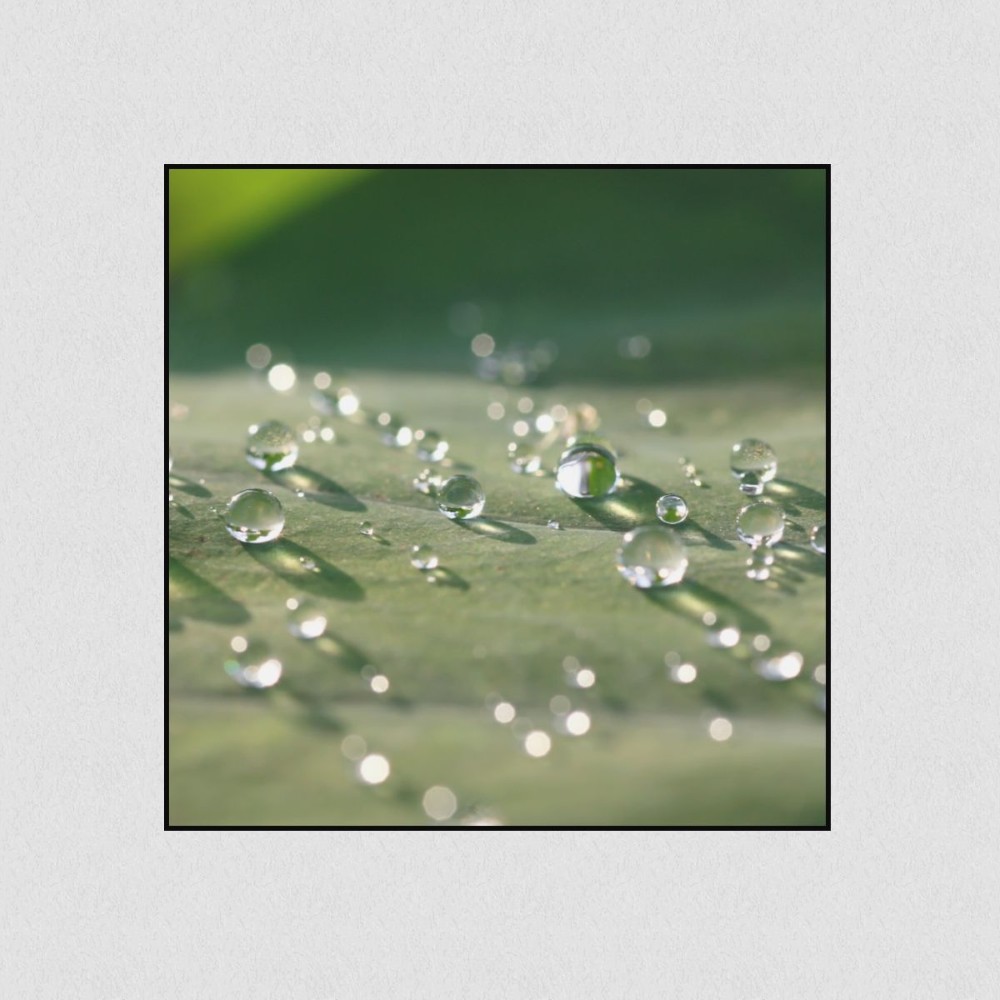 Artikelbild Akustikbild - Wassertropfen – Basotect® Schallabsorber im schwarzen Aluminiumrahmen 530x530x55mm