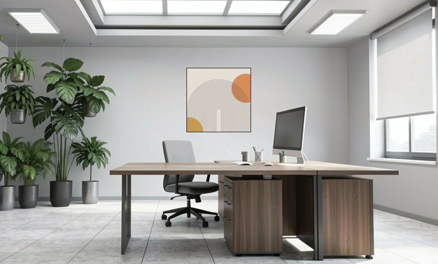 Artikelbild Akustikbild - Organische Geometrie – Basotect® Schallabsorber im schwarzen Aluminiumrahmen 1030x1030x55mm