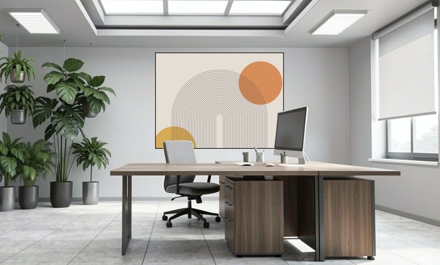 Artikelbild Akustikbild - Organische Geometrie – Basotect® Schallabsorber im schwarzen Aluminiumrahmen 2030x1530x55mm