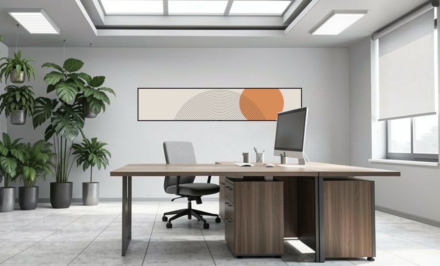 Artikelbild Akustikbild - Organische Geometrie – Basotect® Schallabsorber im schwarzen Aluminiumrahmen 2530x530x55mm
