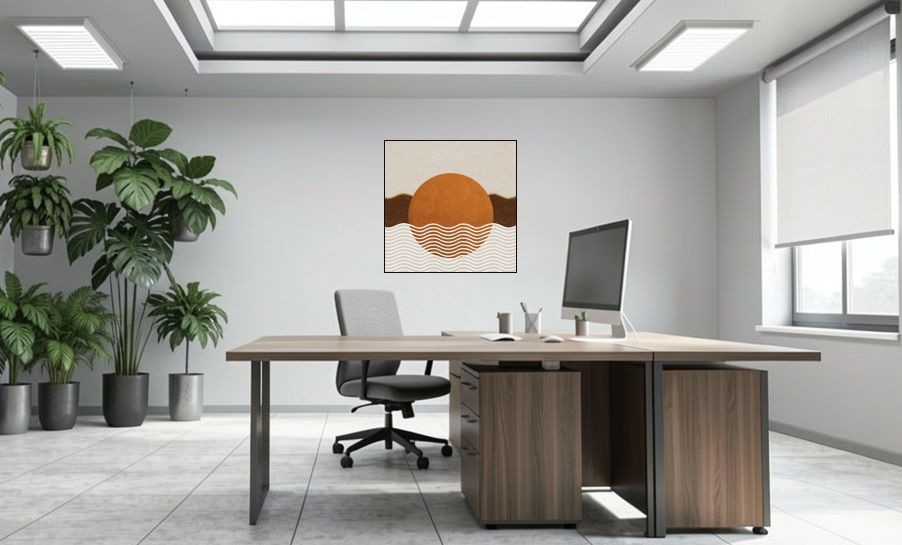 Artikelbild Akustikbild - Harmonie in Form – Basotect® Schallabsorber im schwarzen Aluminiumrahmen 1030x1030x55mm
