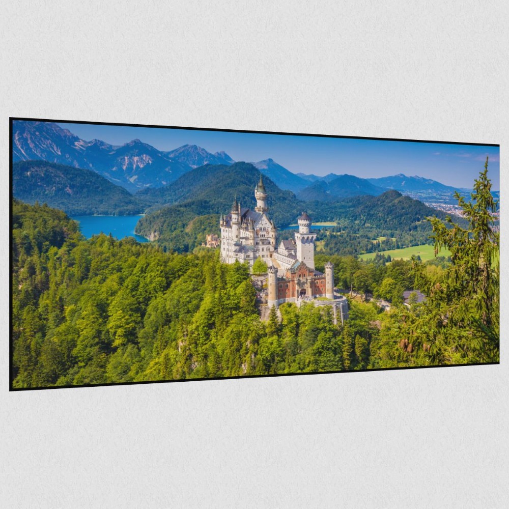 Artikelbild Akustikbild - Schloss Neuschwanstein – Basotect® Schallabsorber im schwarzen Aluminiumrahmen 1030x530x55mm