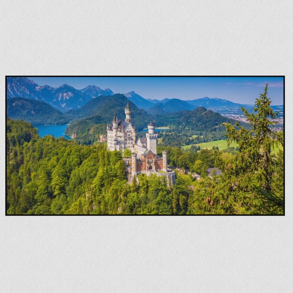 Artikelbild Akustikbild - Schloss Neuschwanstein – Basotect® Schallabsorber im schwarzen Aluminiumrahmen 1030x530x55mm