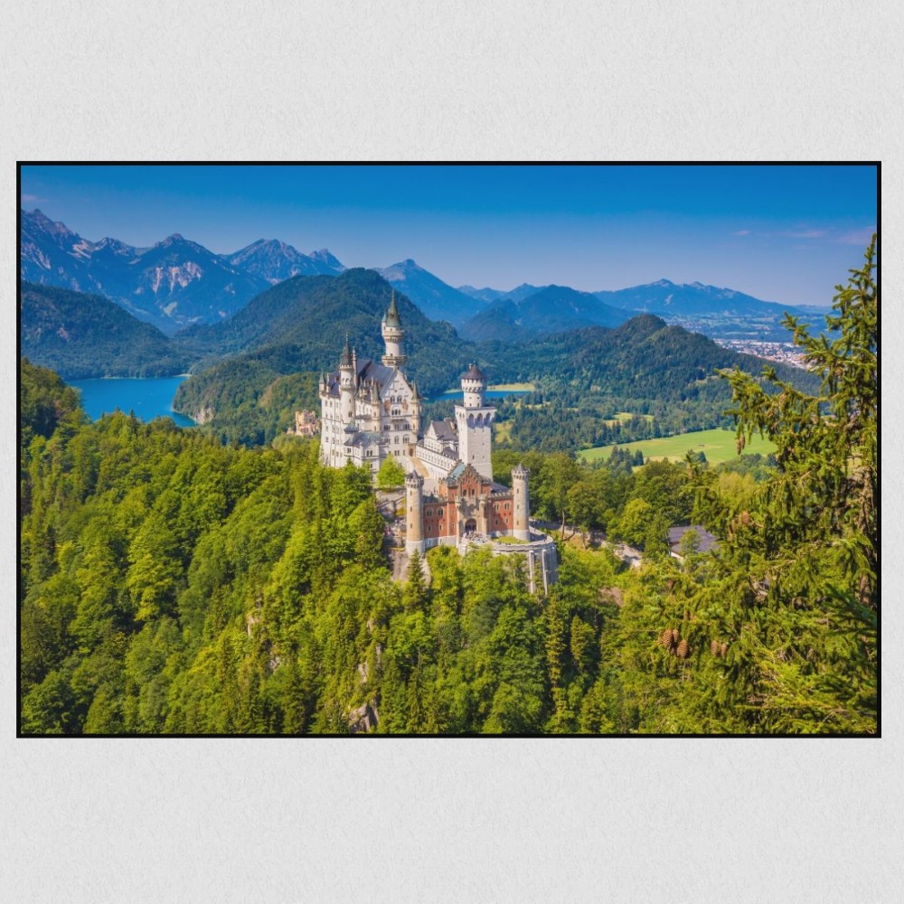 Artikelbild Akustikbild - Schloss Neuschwanstein – Basotect® Schallabsorber im schwarzen Aluminiumrahmen 1530x1030x55mm
