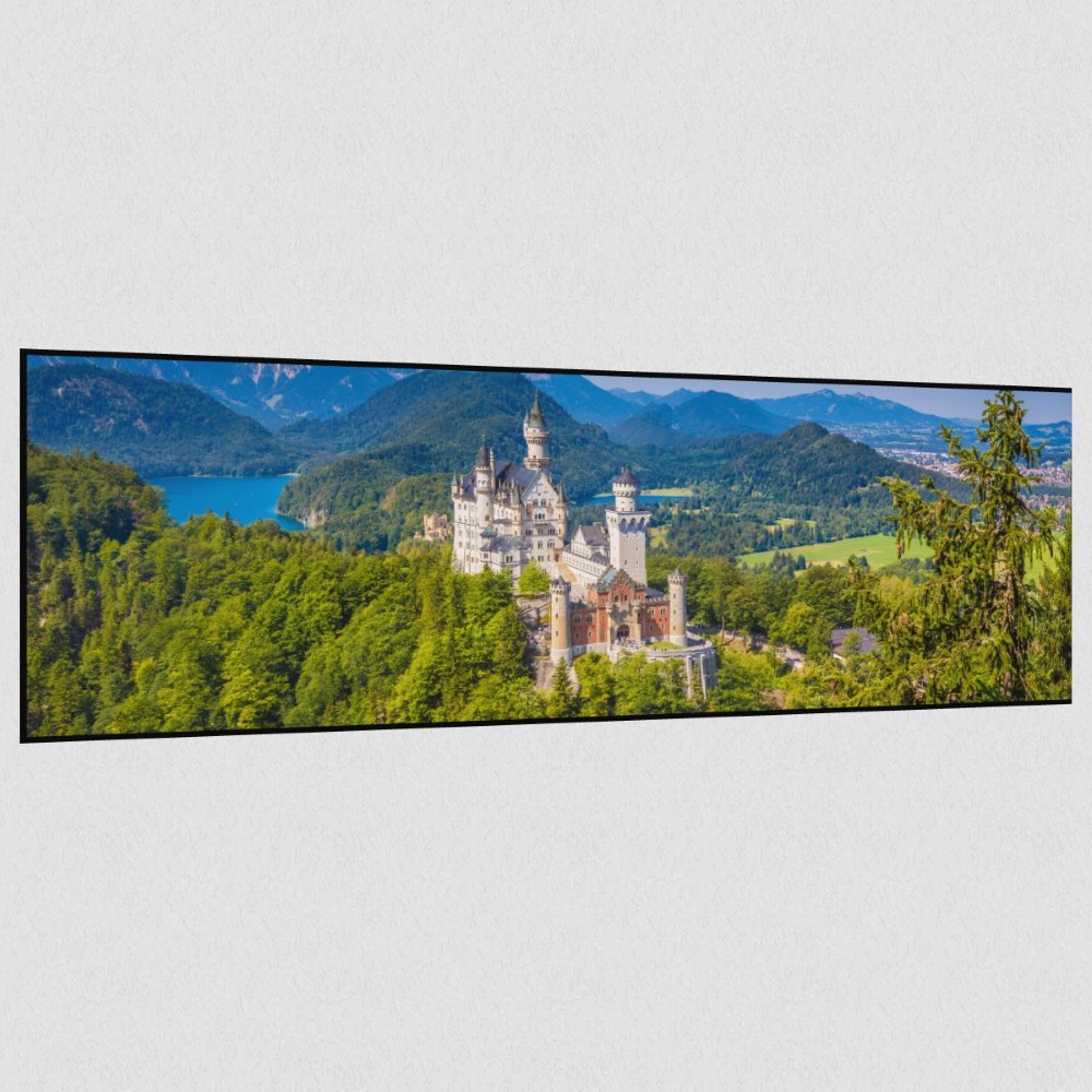 Artikelbild Akustikbild - Schloss Neuschwanstein – Basotect® Schallabsorber im schwarzen Aluminiumrahmen 1530x530x55mm