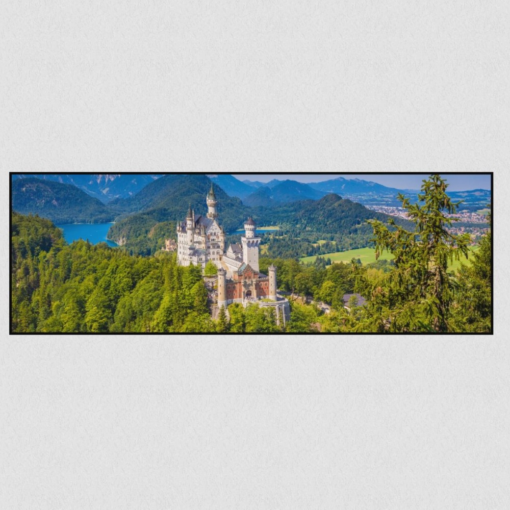 Artikelbild Akustikbild - Schloss Neuschwanstein – Basotect® Schallabsorber im schwarzen Aluminiumrahmen 1530x530x55mm