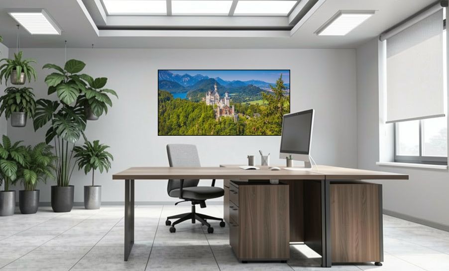 Artikelbild Akustikbild - Schloss Neuschwanstein – Basotect® Schallabsorber im schwarzen Aluminiumrahmen 2030x1030x55mm