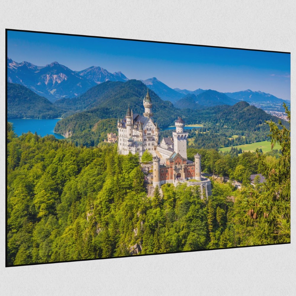Artikelbild Akustikbild - Schloss Neuschwanstein – Basotect® Schallabsorber im schwarzen Aluminiumrahmen 2030x1530x55mm