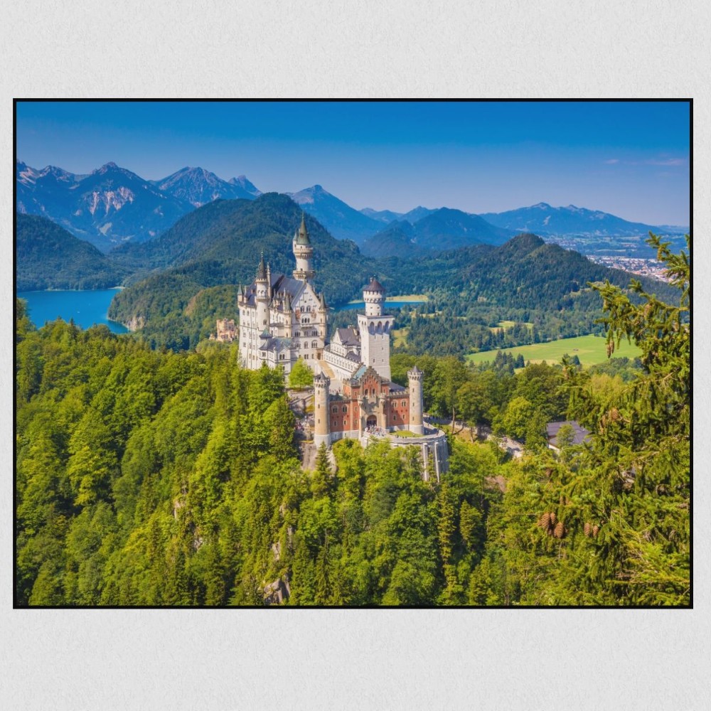 Artikelbild Akustikbild - Schloss Neuschwanstein – Basotect® Schallabsorber im schwarzen Aluminiumrahmen 2030x1530x55mm