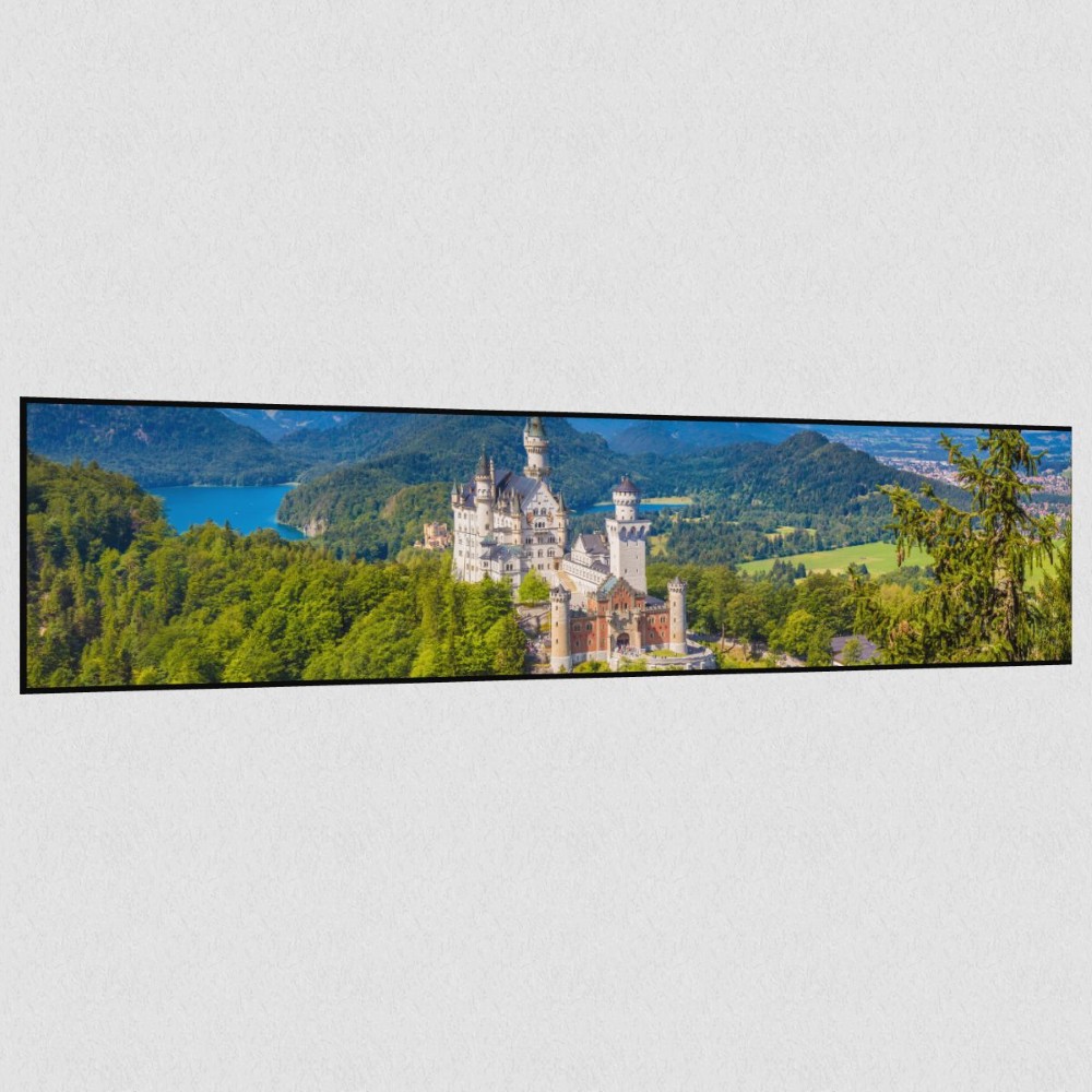 Artikelbild Akustikbild - Schloss Neuschwanstein – Basotect® Schallabsorber im schwarzen Aluminiumrahmen 2030x530x55mm