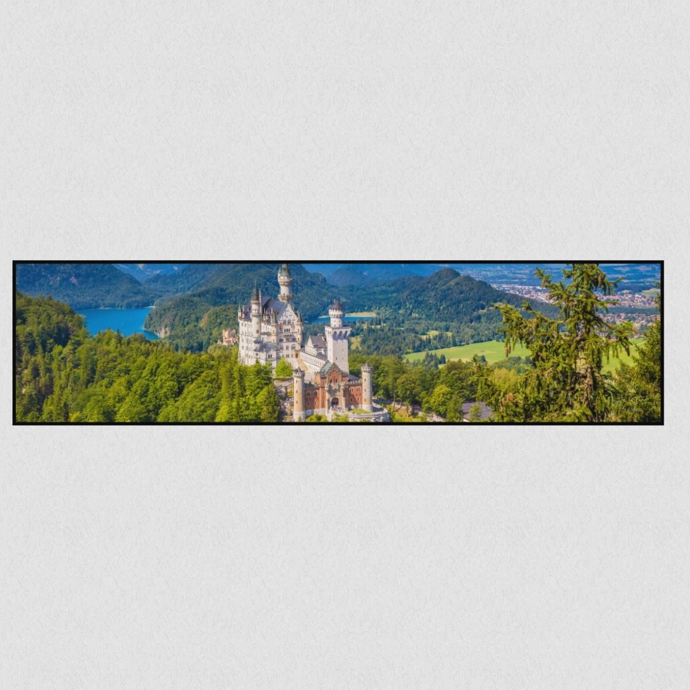 Artikelbild Akustikbild - Schloss Neuschwanstein – Basotect® Schallabsorber im schwarzen Aluminiumrahmen 2030x530x55mm