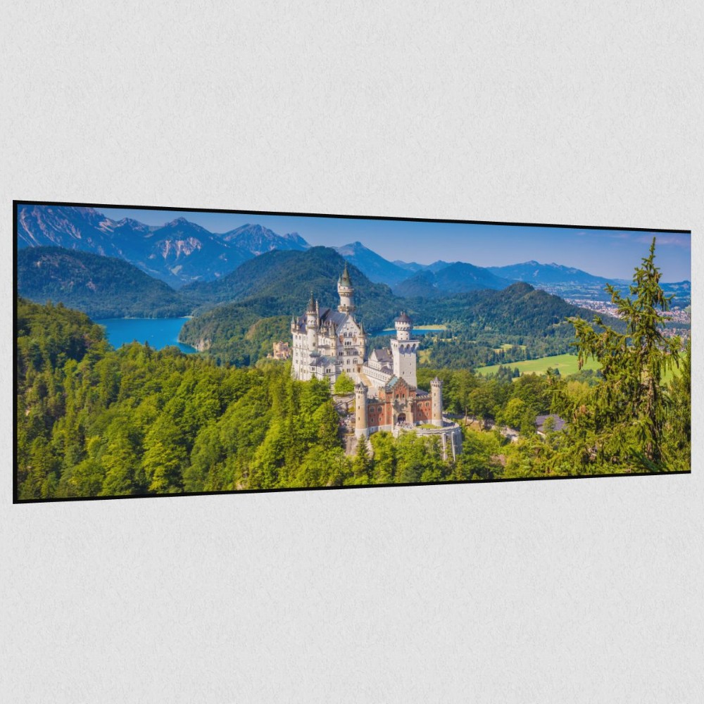 Artikelbild Akustikbild - Schloss Neuschwanstein – Basotect® Schallabsorber im schwarzen Aluminiumrahmen 2530x1030x55mm