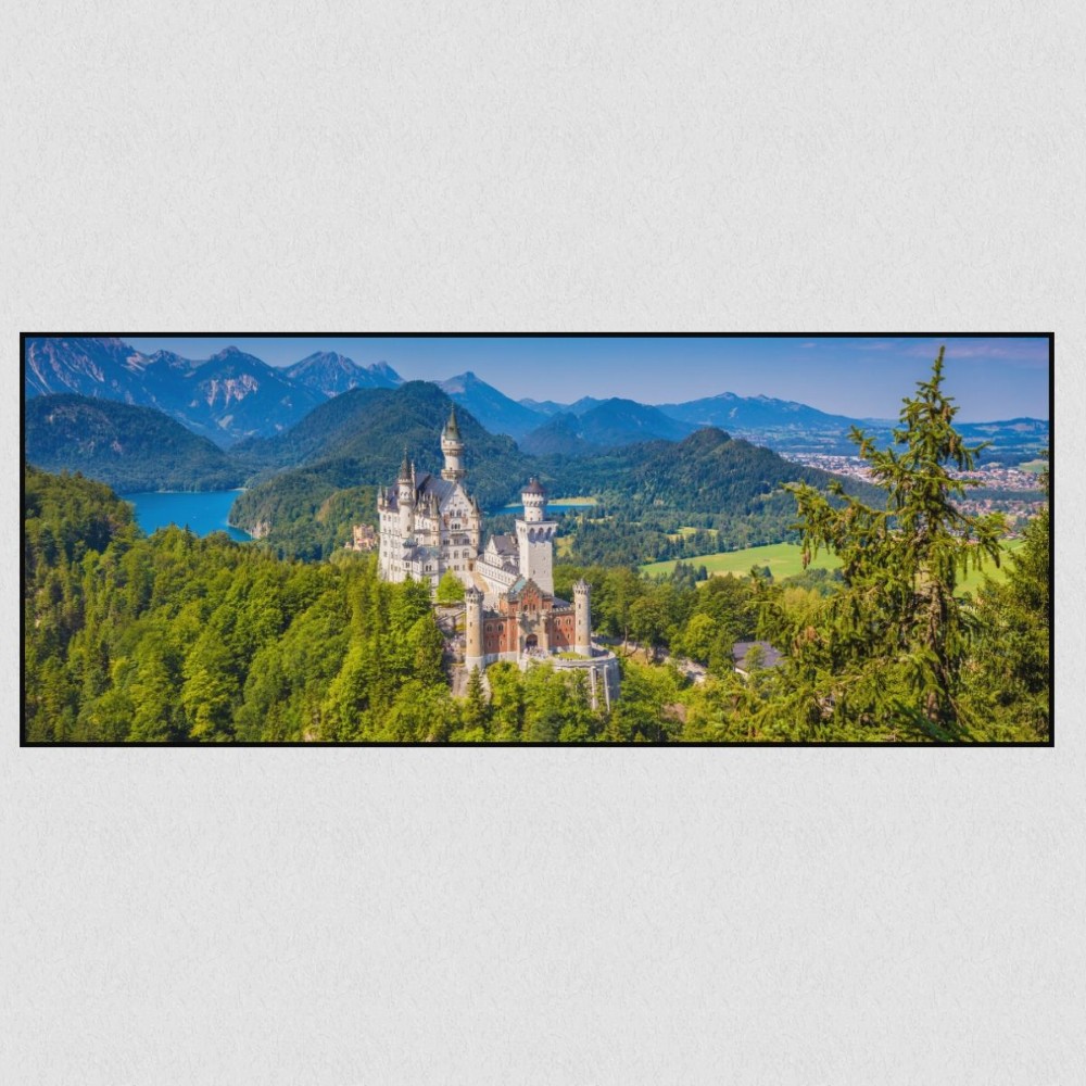 Artikelbild Akustikbild - Schloss Neuschwanstein – Basotect® Schallabsorber im schwarzen Aluminiumrahmen 2530x1030x55mm