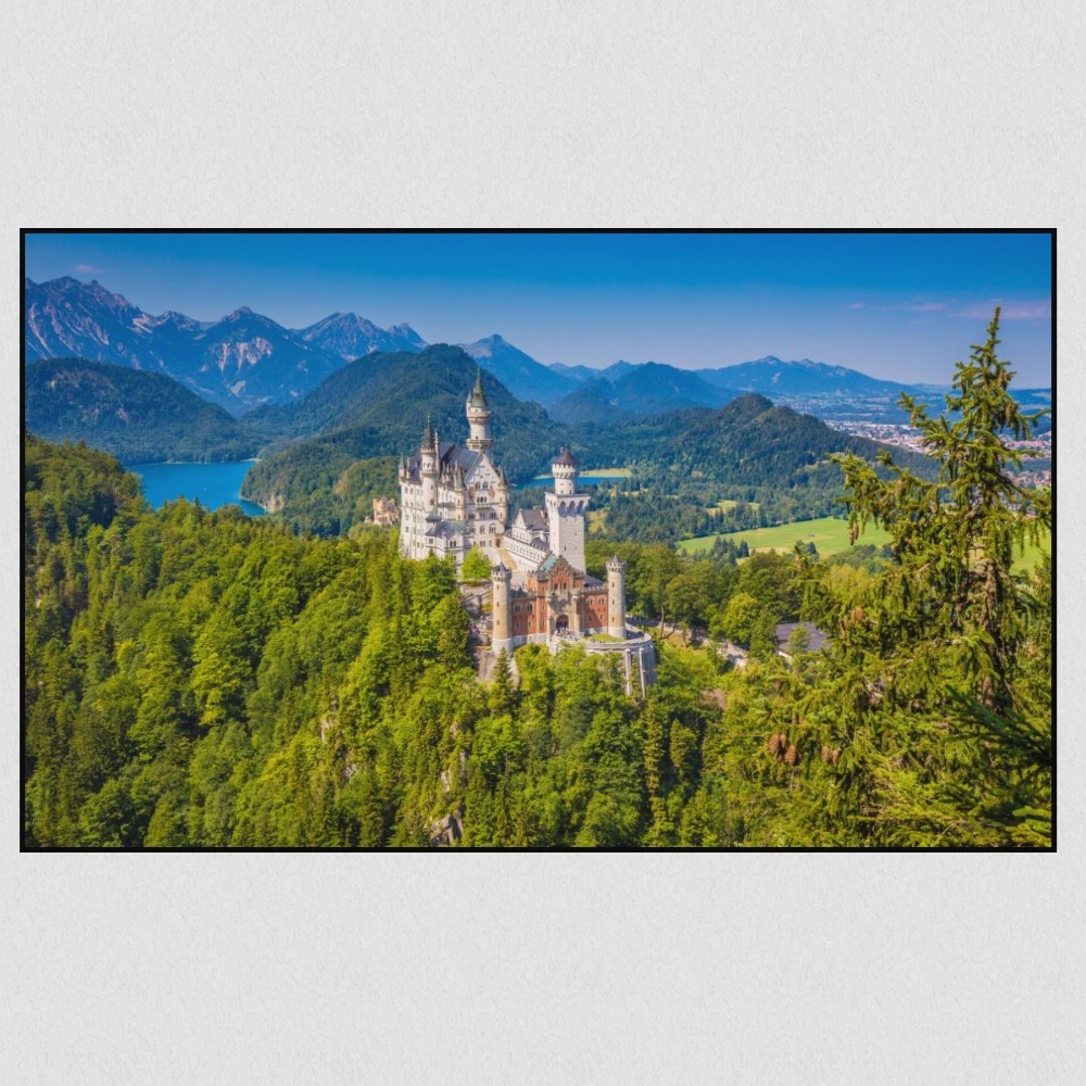 Artikelbild Akustikbild - Schloss Neuschwanstein – Basotect® Schallabsorber im schwarzen Aluminiumrahmen 2530x1530x55mm