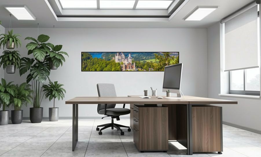Artikelbild Akustikbild - Schloss Neuschwanstein – Basotect® Schallabsorber im schwarzen Aluminiumrahmen 2530x530x55mm