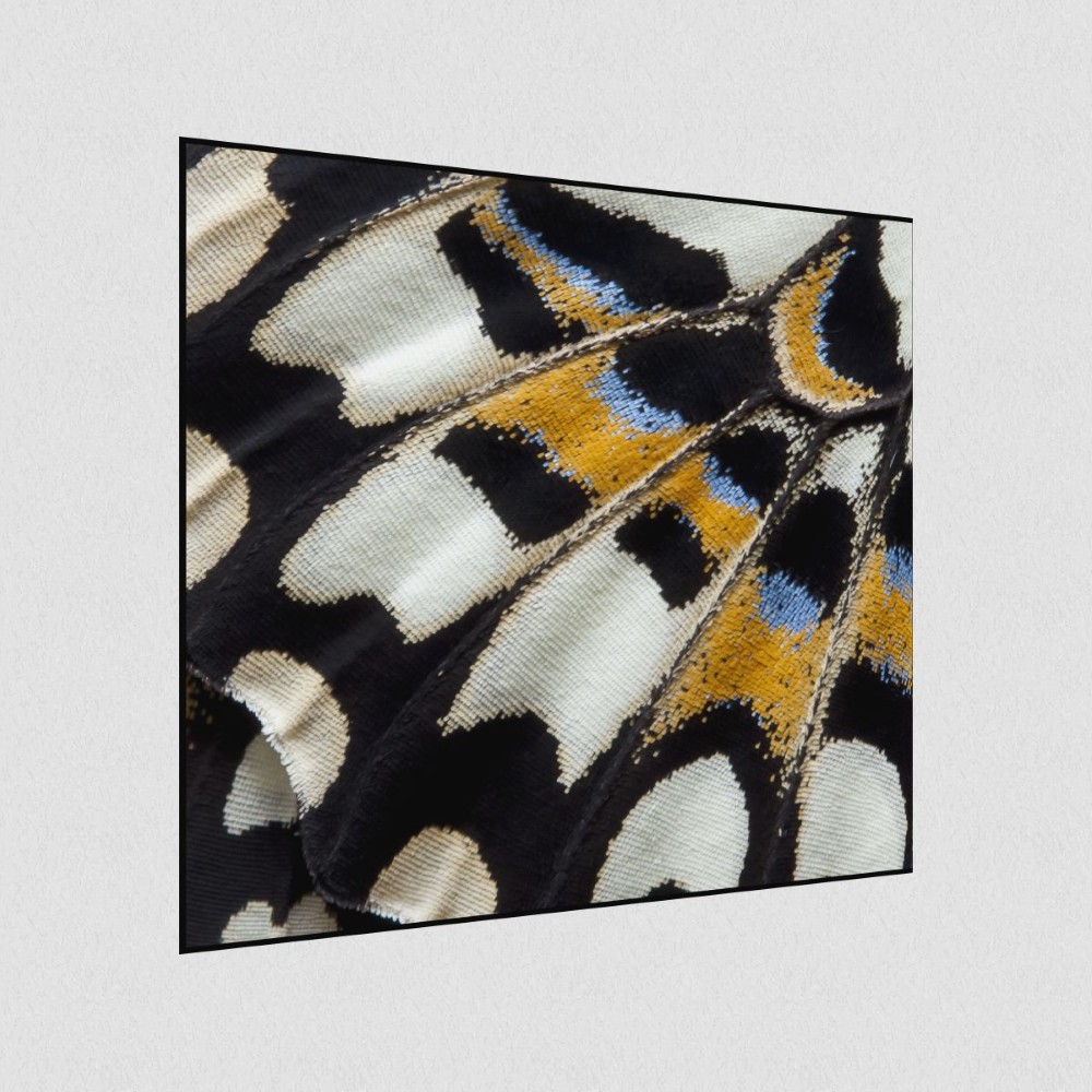 Artikelbild Akustikbild - Batikoptik – Basotect® Schallabsorber im schwarzen Aluminiumrahmen 530x530x55mm