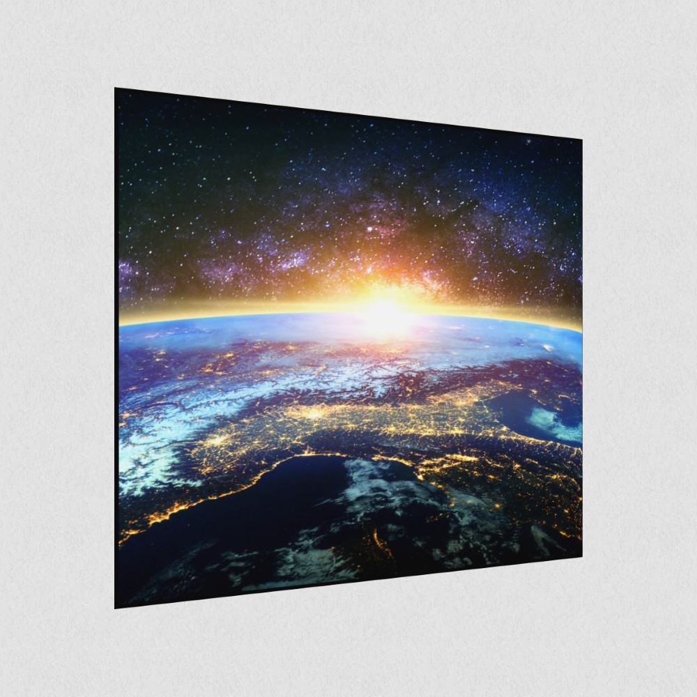 Artikelbild Akustikbild - Sunrising Earth – Basotect® Schallabsorber im schwarzen Aluminiumrahmen 530x530x55mm