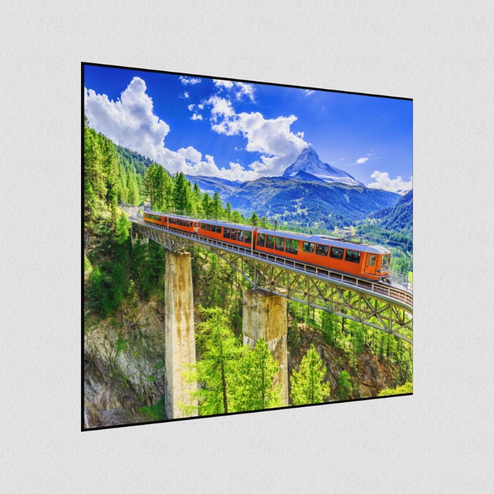 Artikelbild Akustikbild - Berg Panorama – Basotect® Schallabsorber im schwarzen Aluminiumrahmen 530x530x55mm