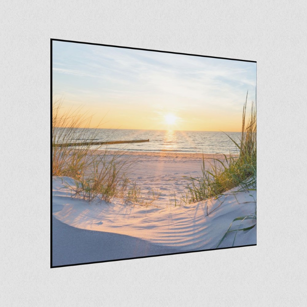 Artikelbild Akustikbild - Meeresbrise – Basotect® Schallabsorber im schwarzen Aluminiumrahmen 530x530x55mm