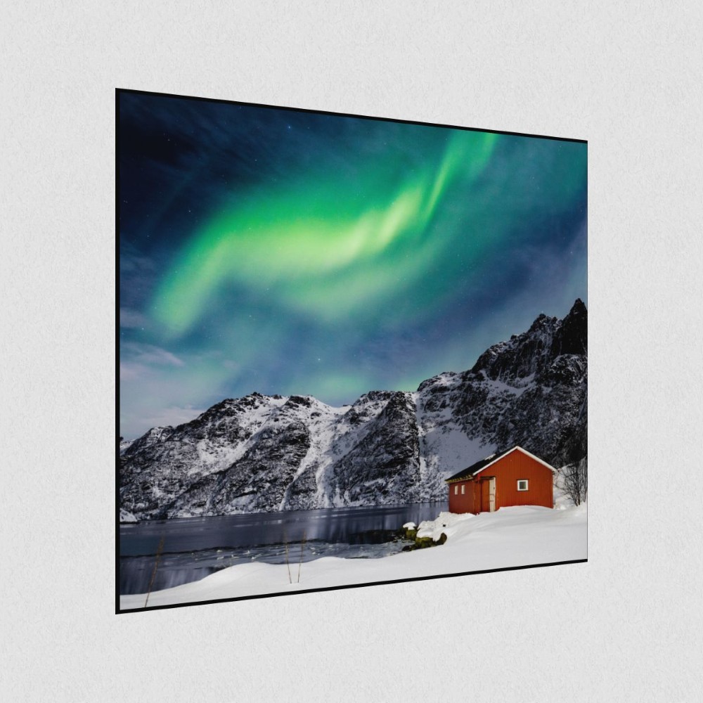 Artikelbild Akustikbild - Polarlichter - ein Naturspektakel – Basotect® Schallabsorber im schwarzen Aluminiumrahmen 530x530x55mm