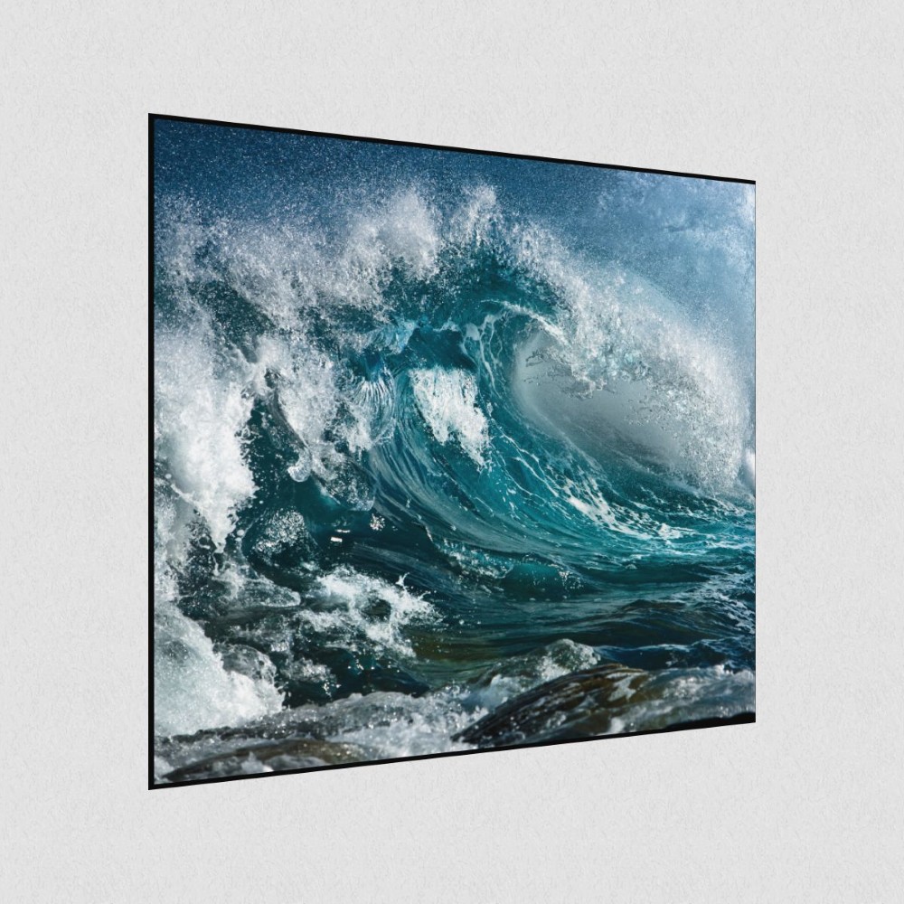 Artikelbild Akustikbild - Wellenmeer – Basotect® Schallabsorber im schwarzen Aluminiumrahmen 530x530x55mm